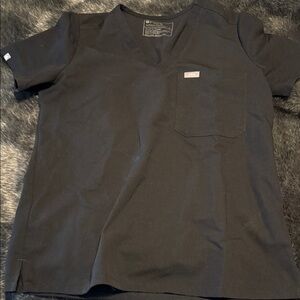 Figs Charcoal V-Neck Scrub Top